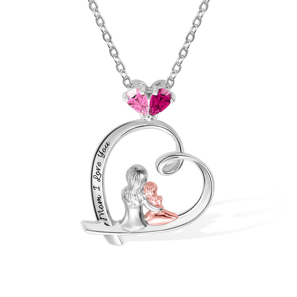 Personalized Birthstone Heart Necklace Sterling Silver 925