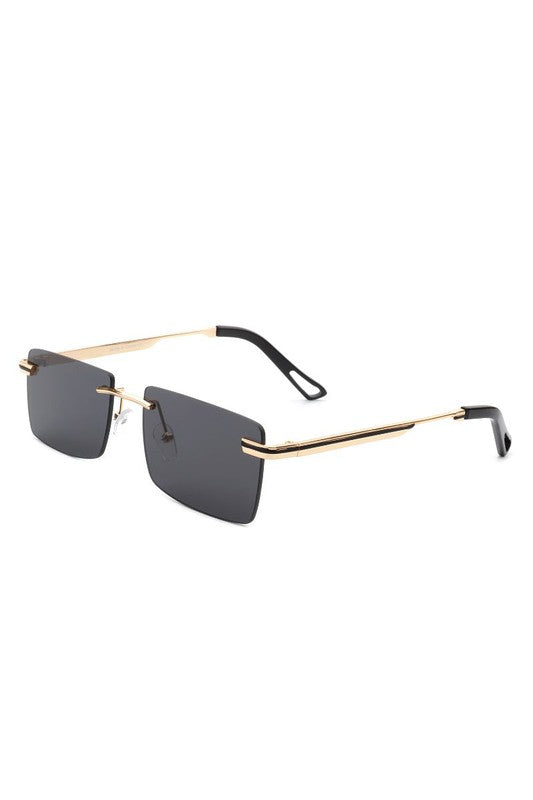Rectangle Rimless Retro Flat top Sunglasses