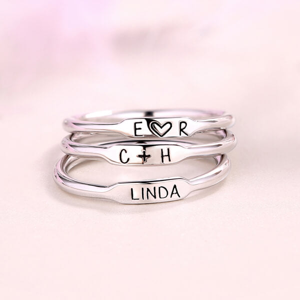 Personalized Sterling Silver 925 Stackable Rings