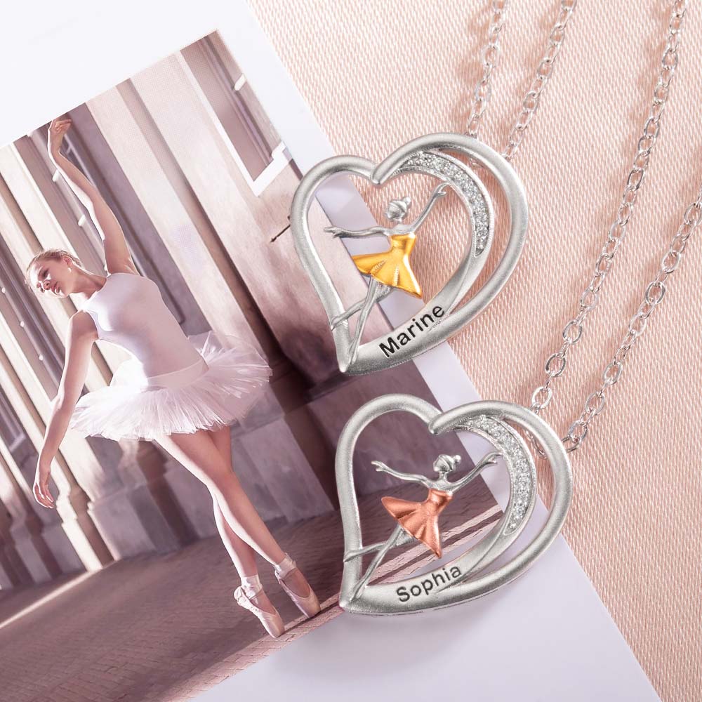 Customized Heart Ballet Dance Necklace