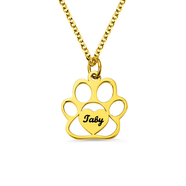 Personalized Pet Footprint Name Necklace Sterling Silver 925