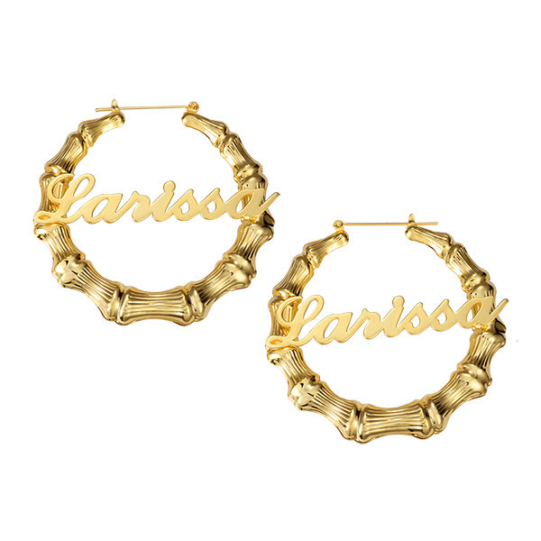 Personalized Bamboo Hoop Earrings