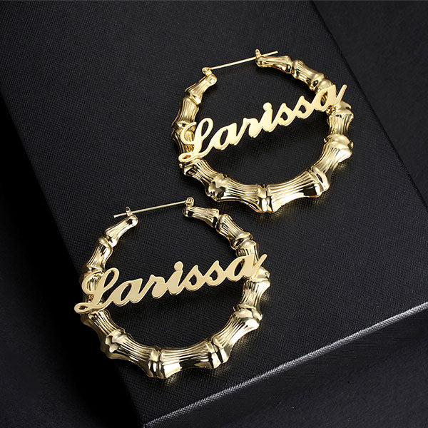 Personalized Bamboo Hoop Earrings