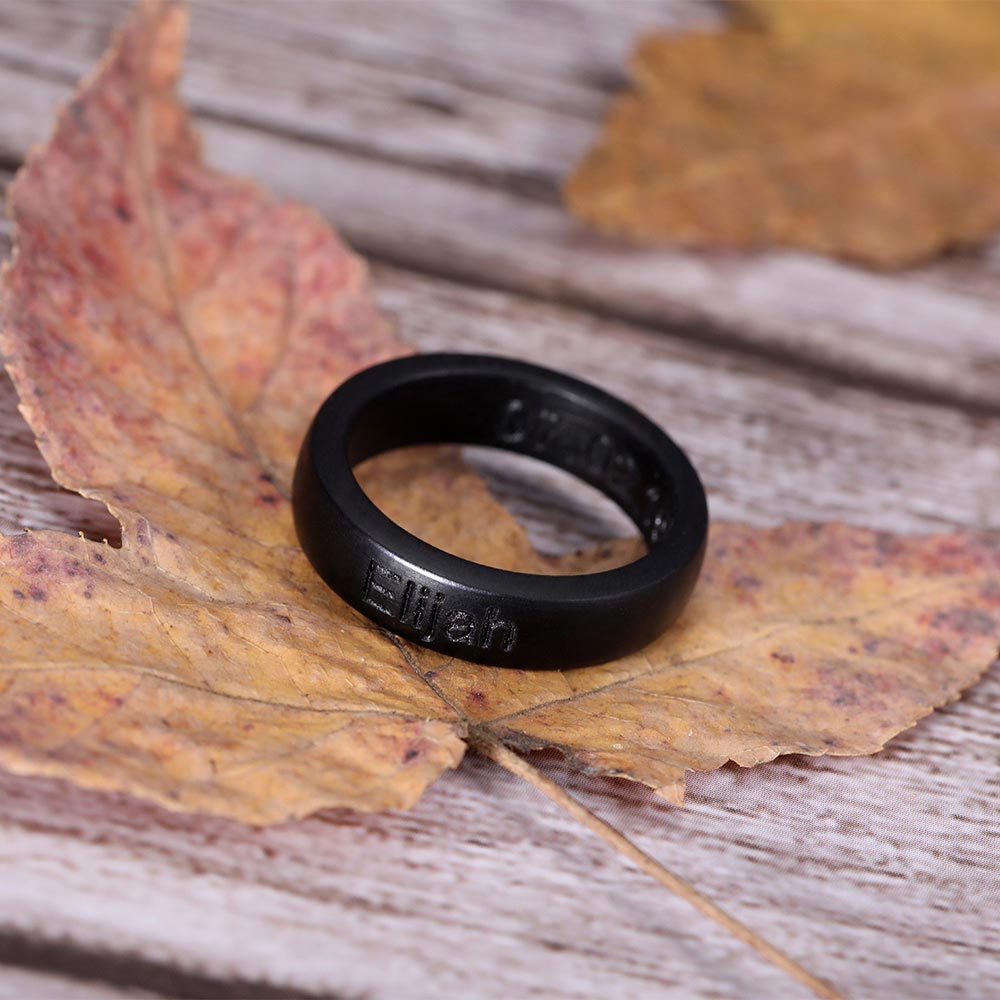 Engraved Black Ebony Ring Anniversary Gift