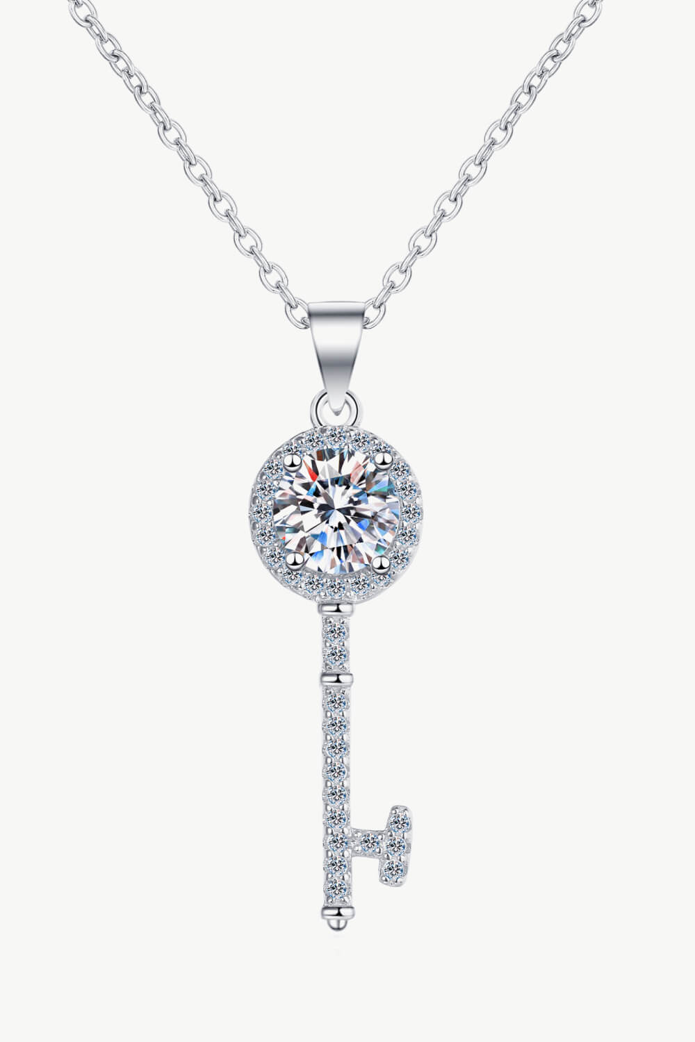 Classic Skeleton Key Moissanite Necklace