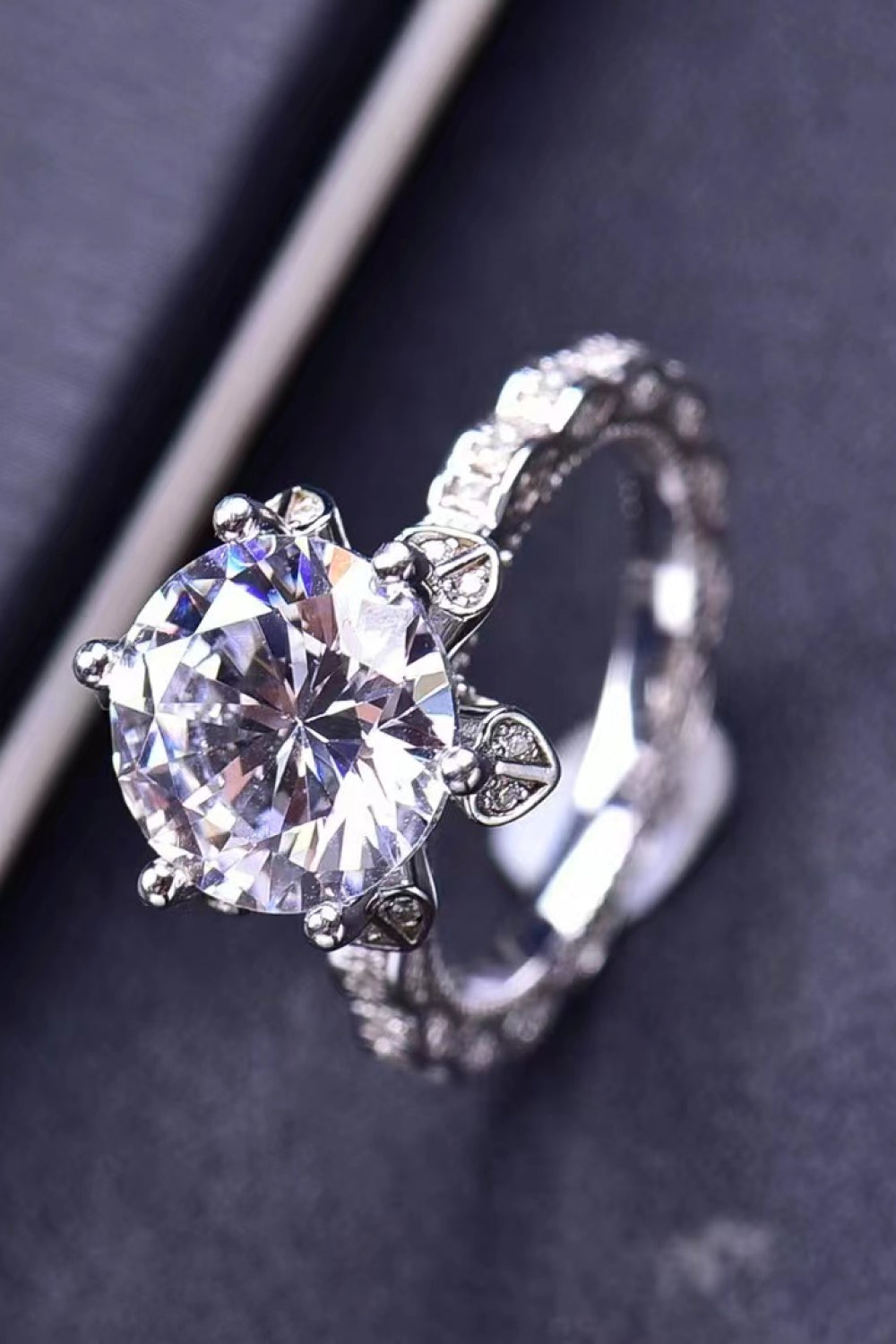 5 Carat Moissanite Ring with Heart Halo