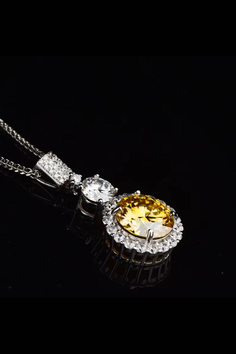 6 Carat Yellow Moissanite With Halo Necklace