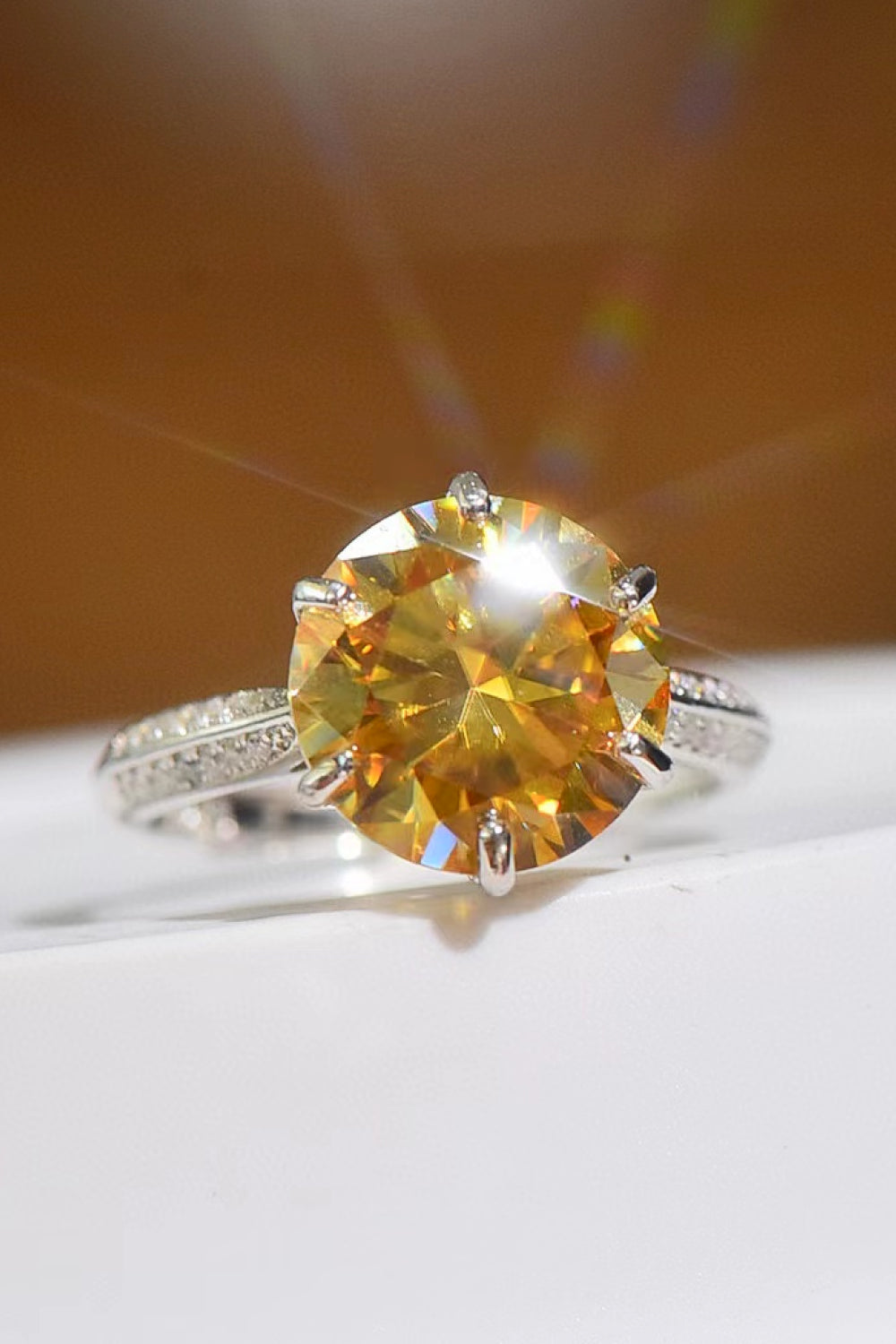 3 Carat Yellow Moissanite 6-Prong Ring