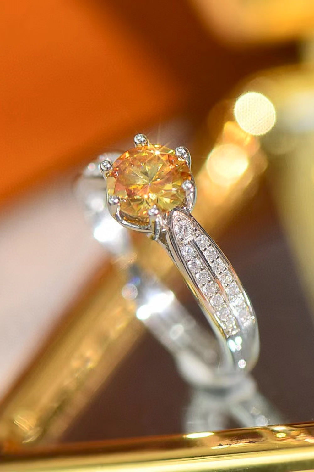 3 Carat Yellow Moissanite 6-Prong Ring