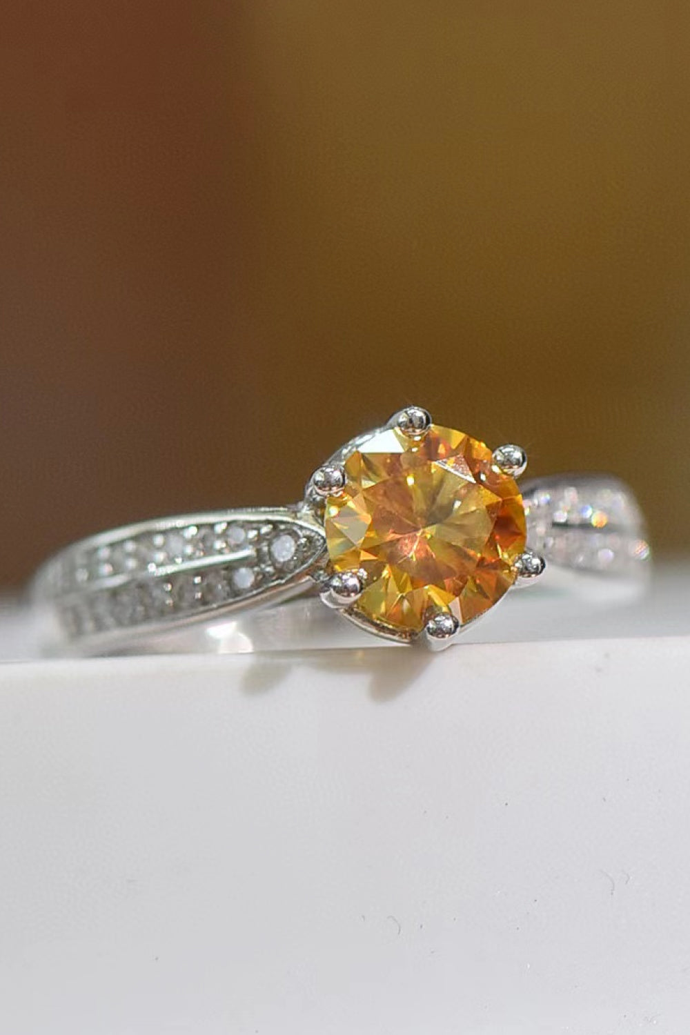 3 Carat Yellow Moissanite 6-Prong Ring