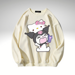 Oversized Hello Kitty & Kuromi Printed Hoodie
