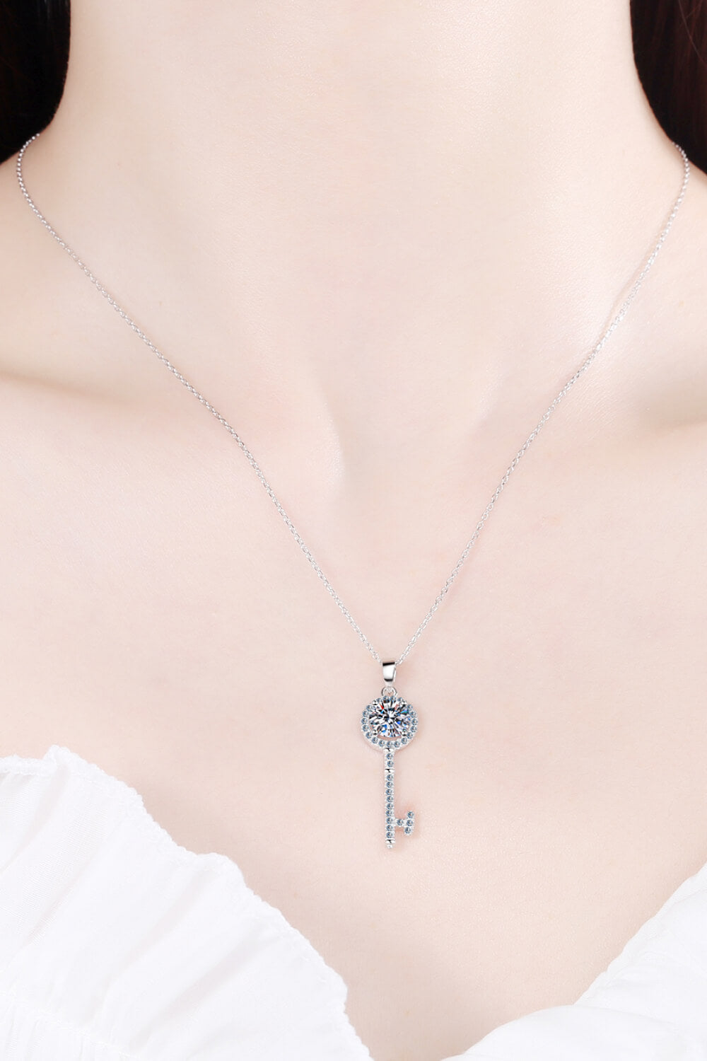 Classic Skeleton Key Moissanite Necklace