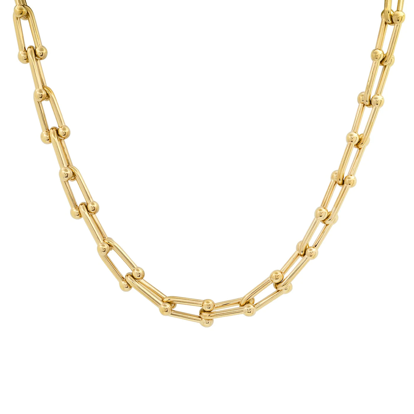 18K GOLD FILLED 8MM BEAD HORSESHOE LINK CHAIN