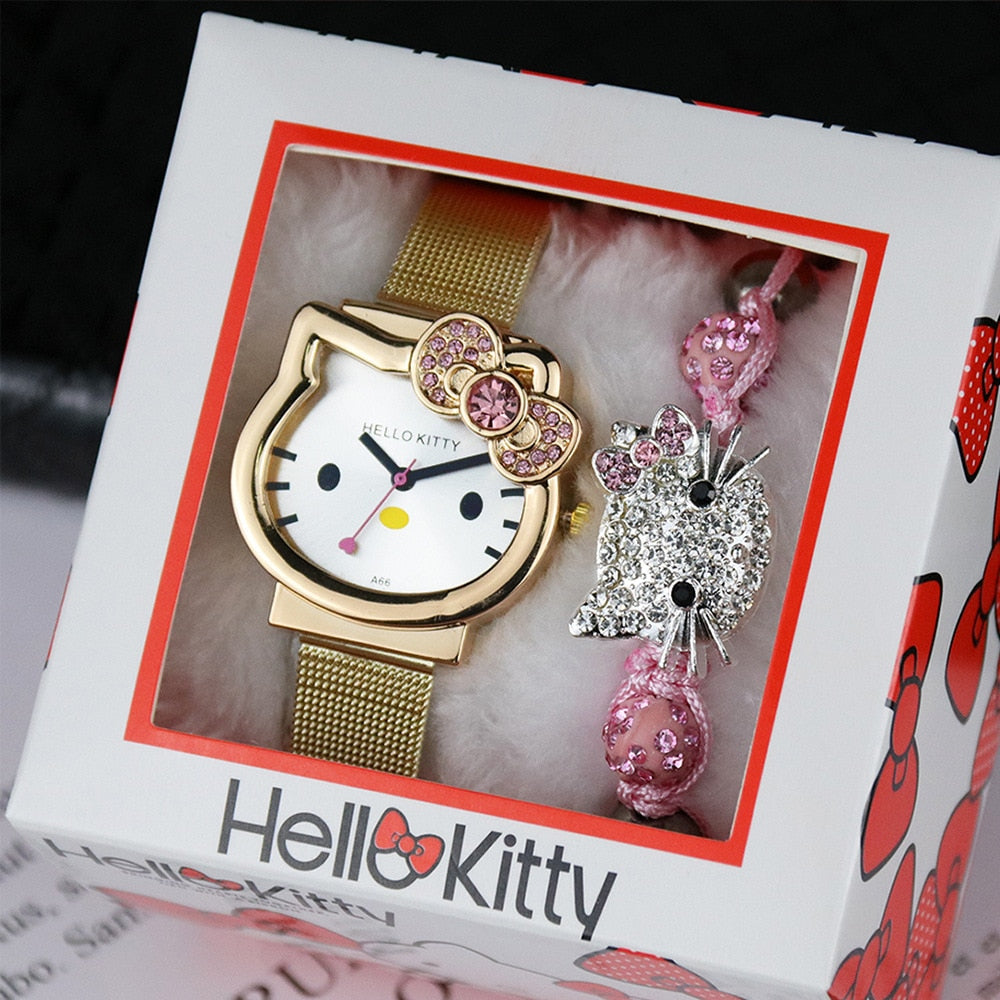 Hello kitty analog watch for kids - violet strap with hello kitty prin