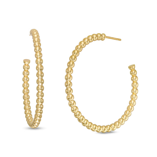 18K Gold Filled Medium Beaded Hoop Earrings
