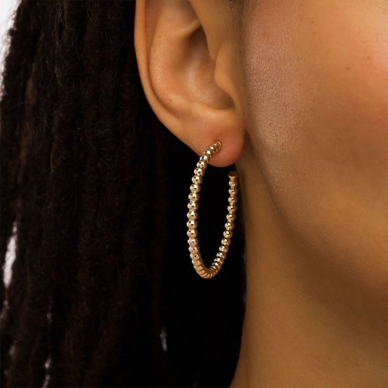 18K Gold Filled Medium Beaded Hoop Earrings
