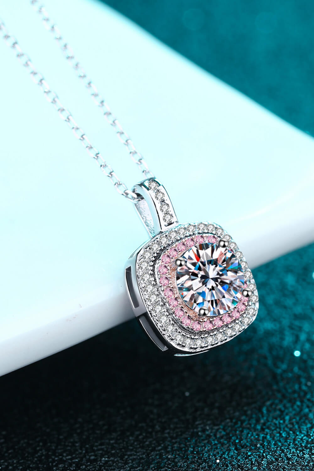 Sweetheart Double Halo Moissanite Necklace
