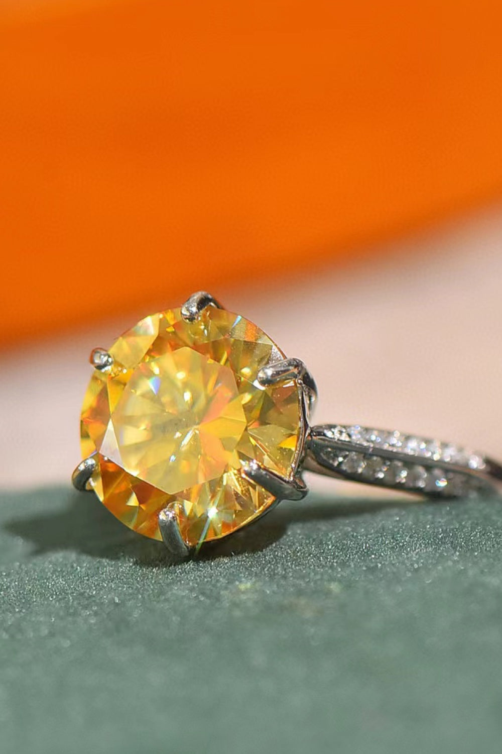 3 Carat Yellow Moissanite 6-Prong Ring