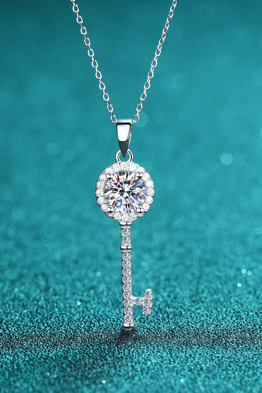 Classic Skeleton Key Moissanite Necklace