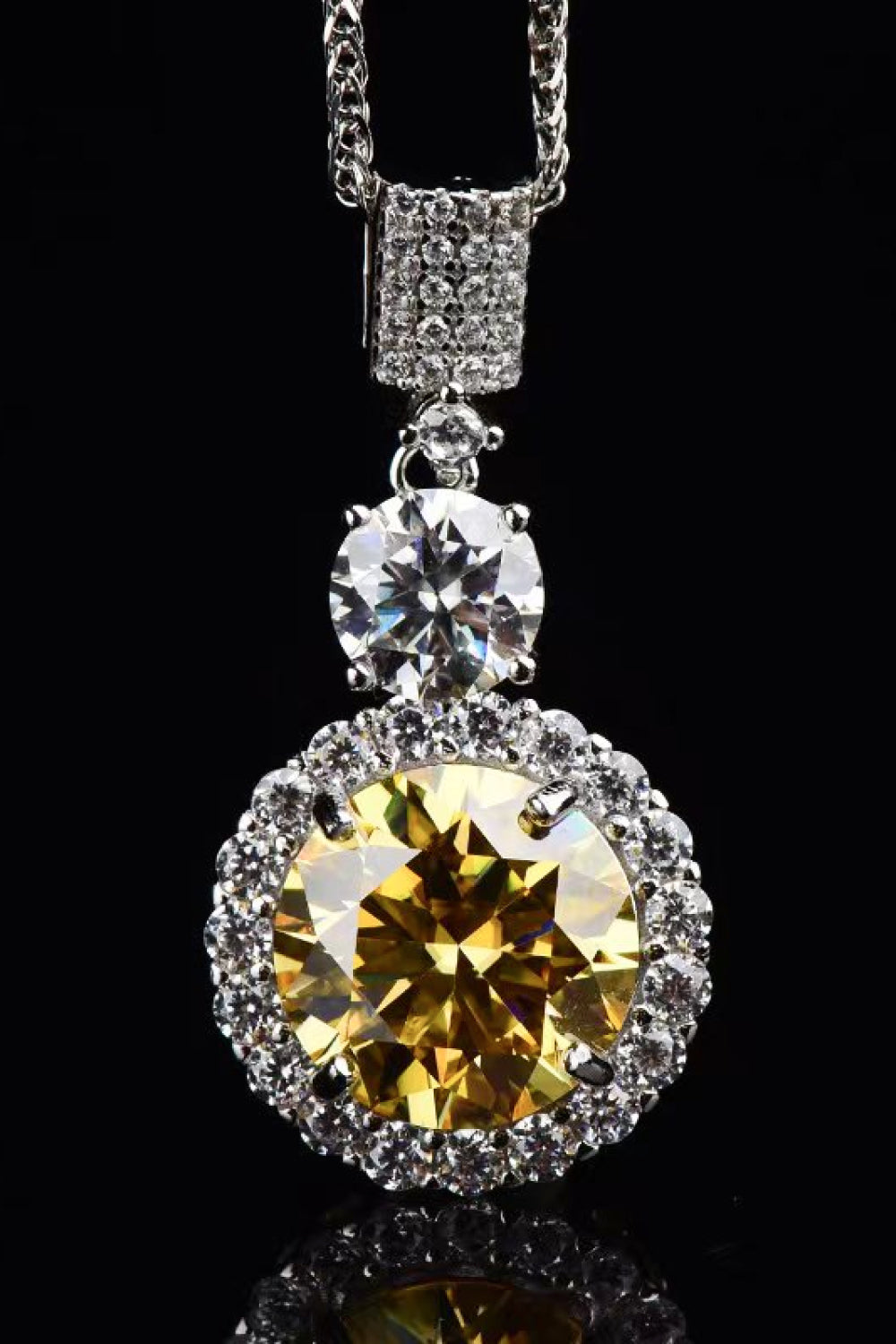 6 Carat Yellow Moissanite With Halo Necklace