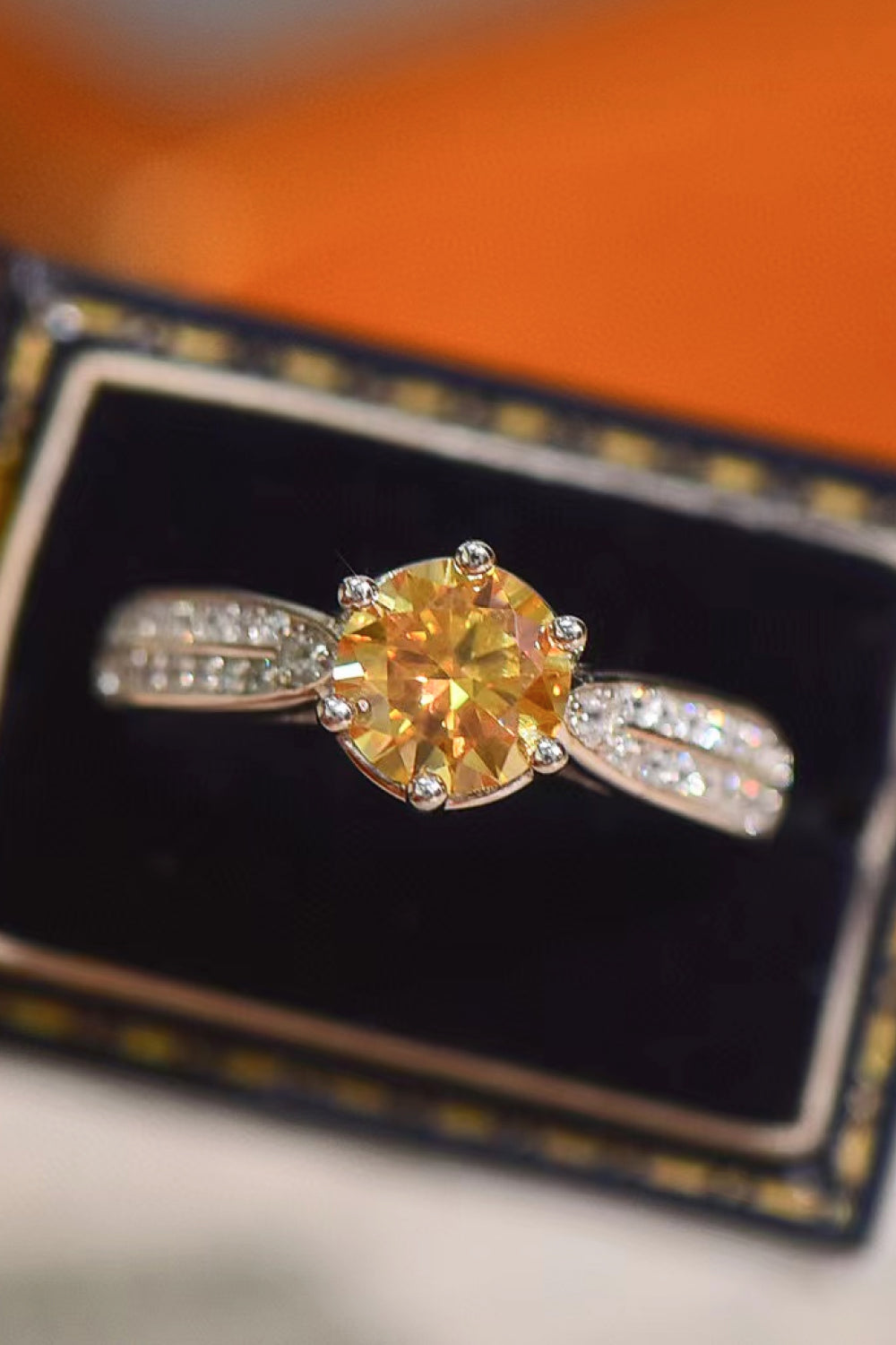 3 Carat Yellow Moissanite 6-Prong Ring