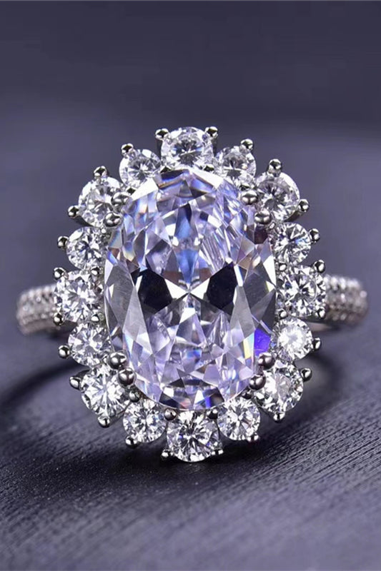8 Carat Oval Moissanite with Halo Ring