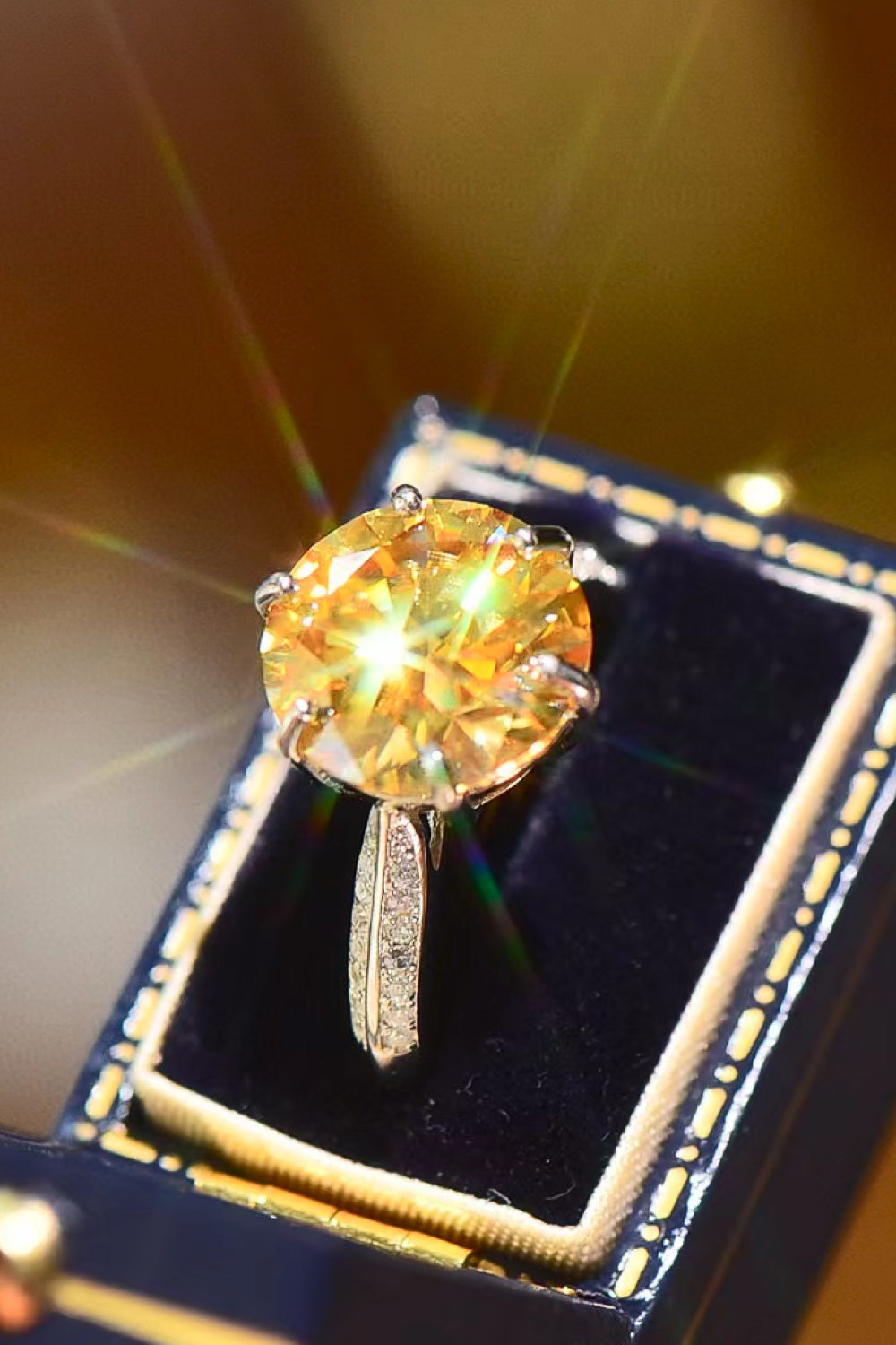 3 Carat Yellow Moissanite 6-Prong Ring