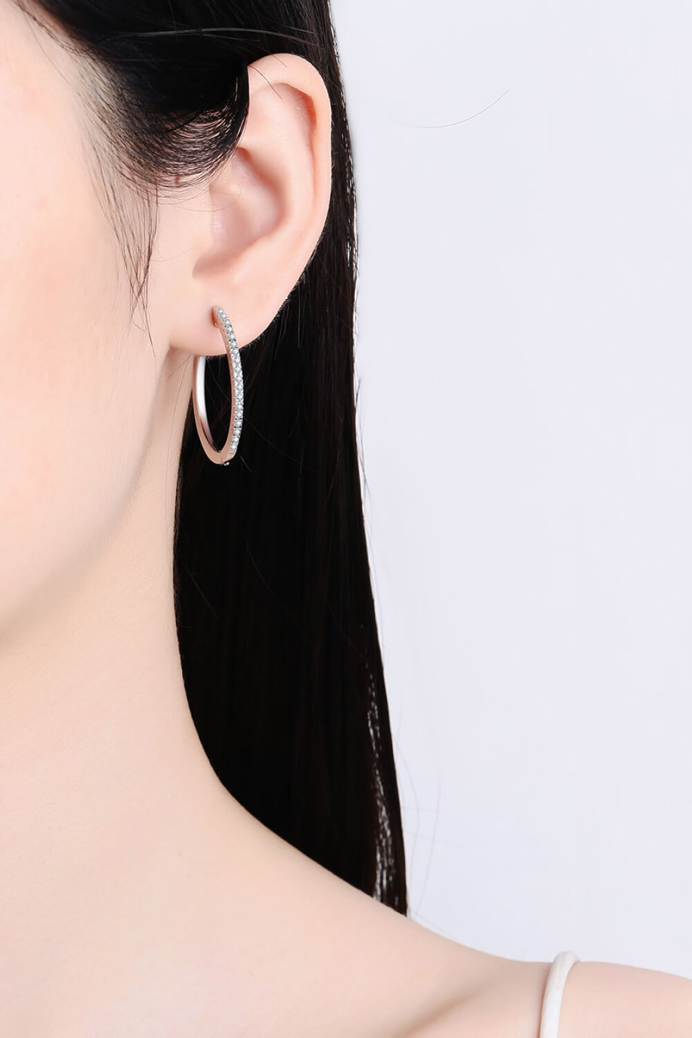 Skinny Classic Moissanite Hoop Earrings
